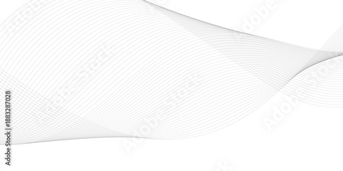 Abstract grey wave element with thin flowing parallel lines forming a digital frequency equalizer, modern linear waveform vector background for technology and corporate design