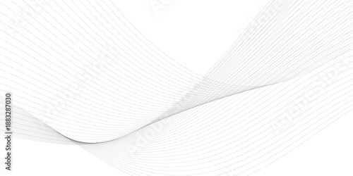 Abstract grey wave element with thin flowing parallel lines forming a digital frequency equalizer, modern linear waveform vector background for technology and corporate design
