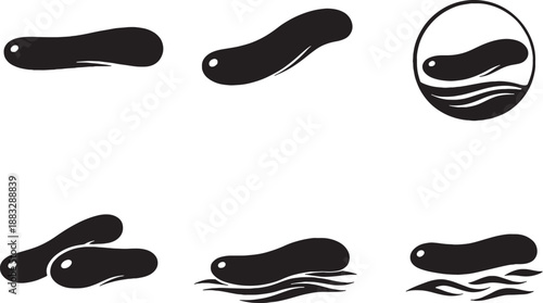 Sea Cucumber Silhouette Icon Set