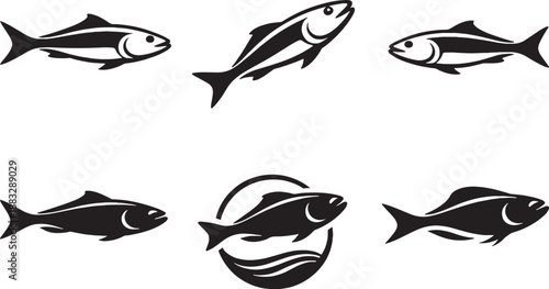 Mackerel Fish Silhouette Icon Set