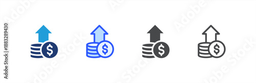 Growth icon multiple style collection. Vector illustration.
