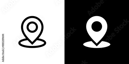 Location concept with flat Black White Background. Vector illustration.