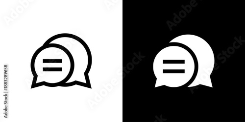Chat concept with flat Black White Background. Vector illustration.