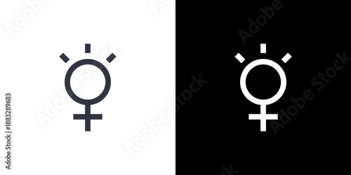 Female icon concept with flat Black White Background. Vector illustration.
