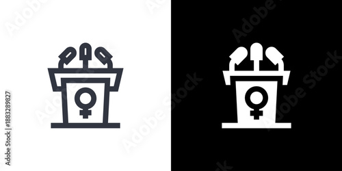 Conference icon concept with flat Black White Background. Vector illustration.