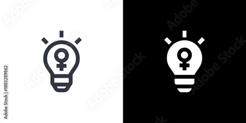 idea icon concept with flat Black White Background. Vector illustration.