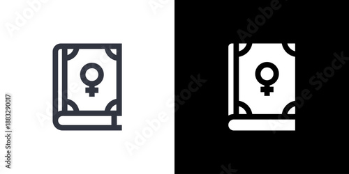 Book icon concept with flat Black White Background. Vector illustration.