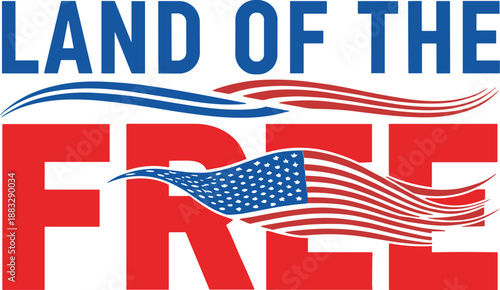 Patriotic American phrase on white background with flag