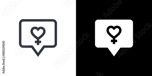 love icon concept with flat Black White Background. Vector illustration.