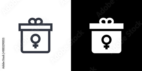 Gift icon concept with flat Black White Background. Vector illustration.