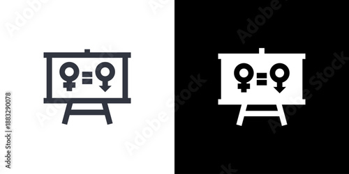 Gender Equality icon concept with flat Black White Background. Vector illustration.