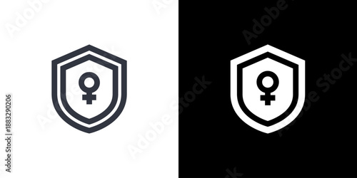 Shield icon concept with flat Black White Background. Vector illustration.