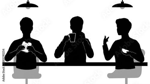colleagues enjoying a lunch break in a modern office Flat 2D vector outline illustration animation motion graphics 