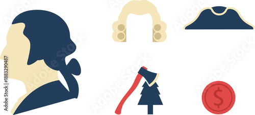 Vintage American pioneer woman with axe and tree symbol