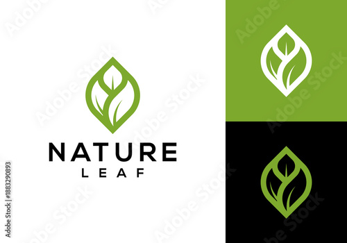 simple modern style leaf logo icon design vector