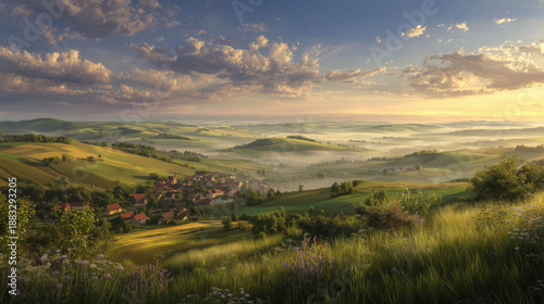 Wallpaper Mural Sunrise Over German Countryside Illustration Torontodigital.ca