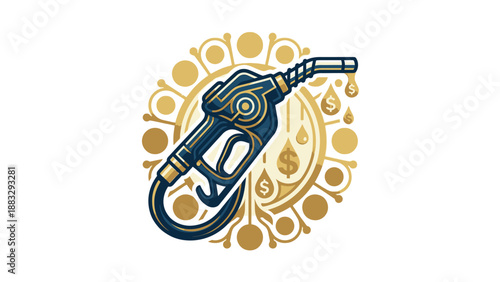 Fuel pump illustration depicting energy, gasoline, and the cost of oil in a detailed design.
