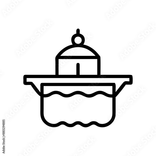 Traditional Bathhouse Icon, Modern Vector Line Art Symbol for Sauna and Spa Wellness