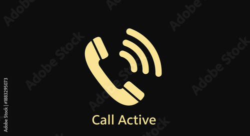 Golden Phone Icon with Sound Waves and "Call Active" Text on Black Background