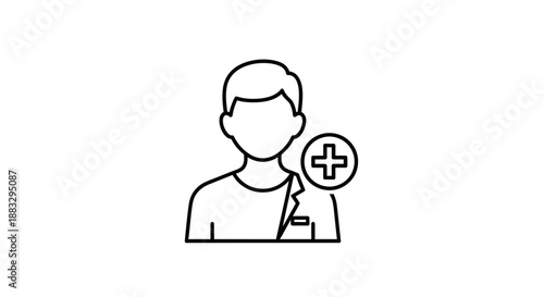 Medical Professional Icon with Plus Sign - Healthcare, Doctor, Nurse, Add Patient