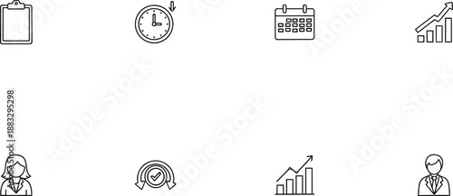 A collection of business and productivity icons on a clean white background