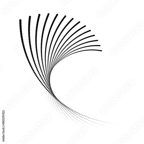 Dotted circular logo. circular concentric dots isolated on the white background. Halftone fabric design