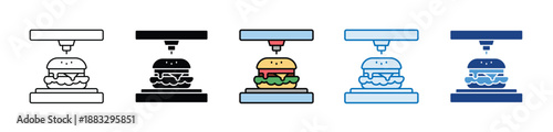 3D Food Printing minimal icon set multiple style collection