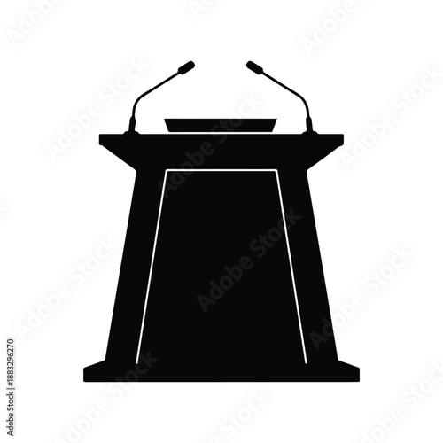 Podium With Microphones Public Speaking Vector