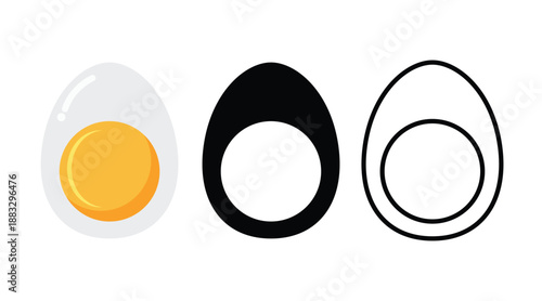 Boiled egg flat vector icon design isolated on a white background. Egg symbol