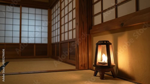 Wallpaper Mural Traditional Japanese Ryokan Interior with Warm Lantern Light Torontodigital.ca