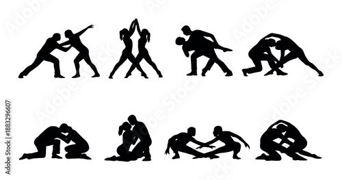 Various yoga poses silhouette collection