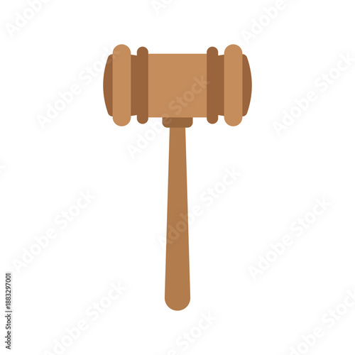 Judge’s gavel flat vector design isolated on white background. Symbol of law