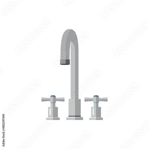 Kitchen faucet for sink flat vector illustration isolated on white background