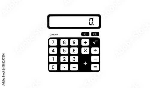 Minimalistic calculator vector illustration with numeric keypad on white background