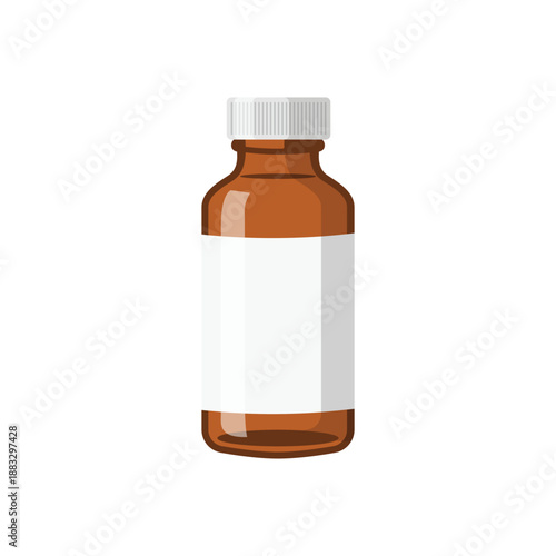 Pharmaceutical pills bottle flat vector illustration isolated on white background