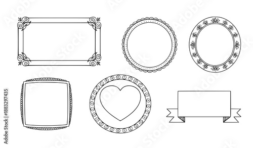 Vintage decorative borders and frames hand-drawn vector set for printable and digital designs