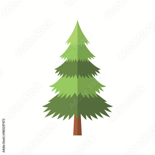 Pine tree flat vector illustration isolated on white background
