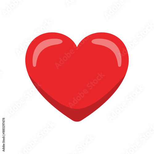 Simple red heart flat vector illustration isolated on white background