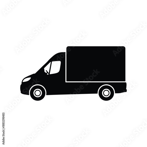 Cargo Van Minibus Side View Silhouette Vector