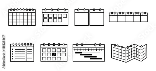 Variety of calendar icons on dark background highlighting planning and scheduling concepts
