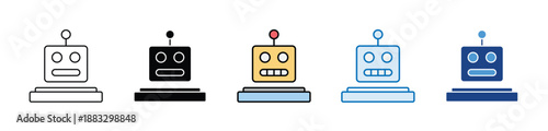 Robotics minimal icon set multiple style collection