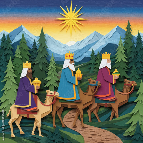 Three Wise Men Following Star to Bethlehem, Religious Journey