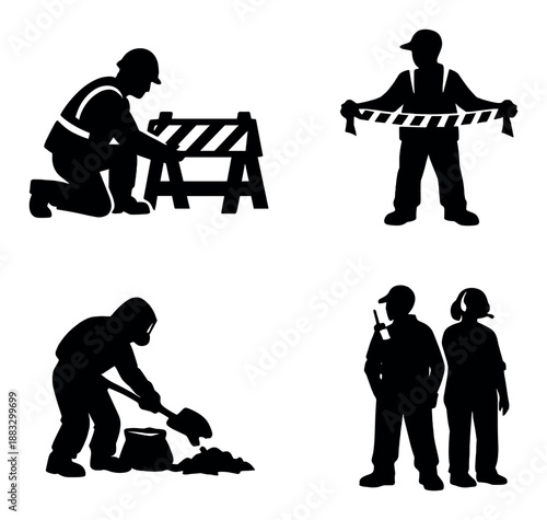 Silhouette puppets depicting manipulation and control in different scenarios