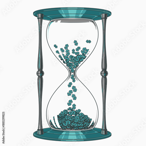 Hourglass with flowing sand, representing the passage of time and deadlines.