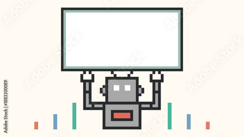 Robot robotic or ai humanoid business enginner cyborg with cartoon,bot,toy,artificial intelligence,pixel,8 bit,pastel,colorful,background.