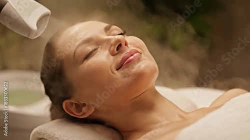 Woman Relaxing at Spa with Eyes Closed.