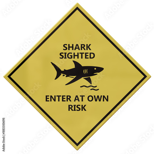 Valokuva Shark warning sign isolated on white, transparent