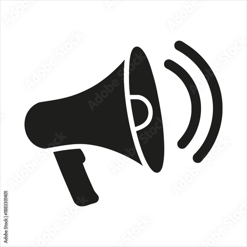 Silhouette megaphone icon on white background