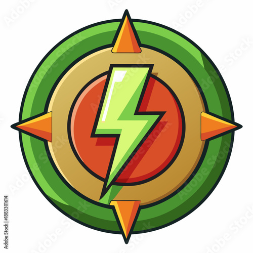 Abstract compass direction indicator with North, East, South and West projections