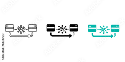 Database Sync Icon  Data Transfer and Synchronization Vector Illustrations in Black and Teal